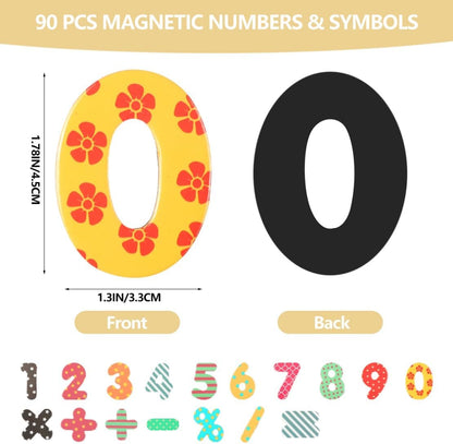 90 Pcs Magnetic Numbers and Math Symbols Learning Educational Soft Magnetic Refrigerator Magnets Math Recognition Whiteboard Fridge