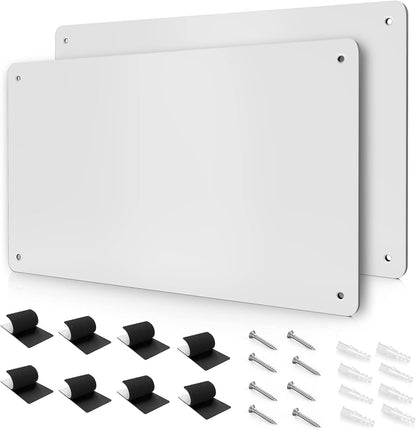 17.7" x 11.8" Black Metal Magnetic Board - Magnet Bulletin Board to Display Magnetic Letters Numbers Animal, Poetry, Spice Jars, Notes, Photos, Suitable for Wall, Refrigerator, Cubicle, Cabinet