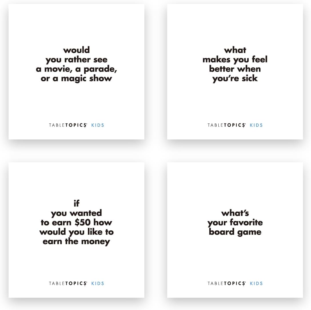 TableTopics to GO Kids - 40 Conversation Cards for Kids, Family Game Night, Family Dinner, Road Trip - Great Gift for Kids to Start a Fun Memorable Conversation.