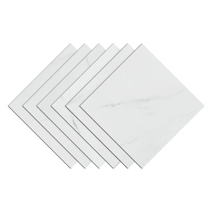 Wallercity White Marble Peel and Stick Vinyl Floor Tiles 6-Pack 12x12 Inches Self Adhesive Waterproof Flooring Planks for Bathroom Kitchen Bedrooms Stick on Floor Tiles Laminate Sheets Vinyl Flooring