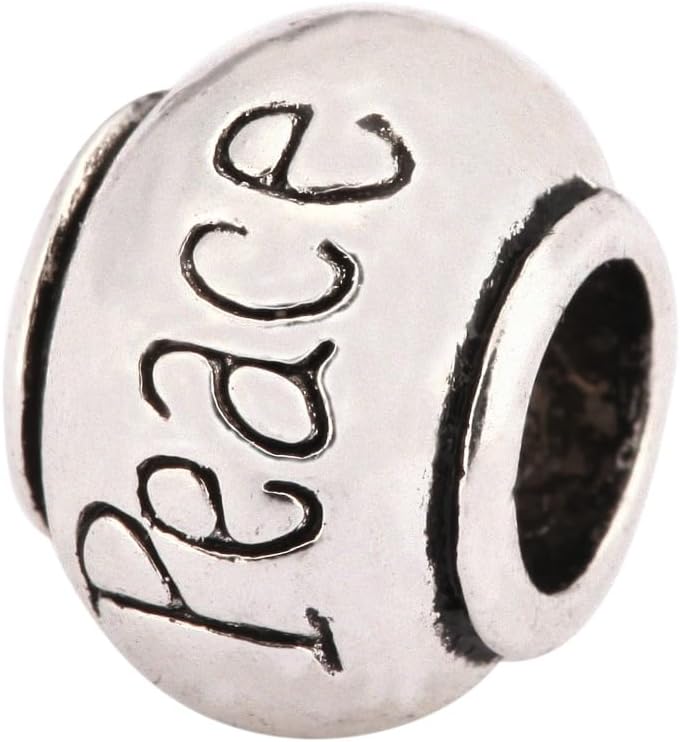40pcs Live Love Laugh Large Hole Loose Beads (4.5mm Hole) Antique Silver Metal Spacer for DIY Craft Jewelry Making MEC-C9