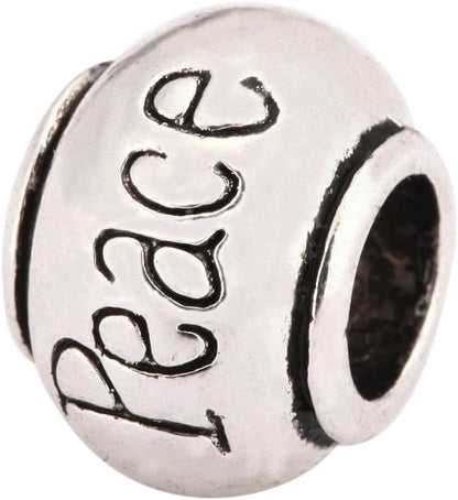 40pcs Live Love Laugh Large Hole Loose Beads (4.5mm Hole) Antique Silver Metal Spacer for DIY Craft Jewelry Making MEC-C9