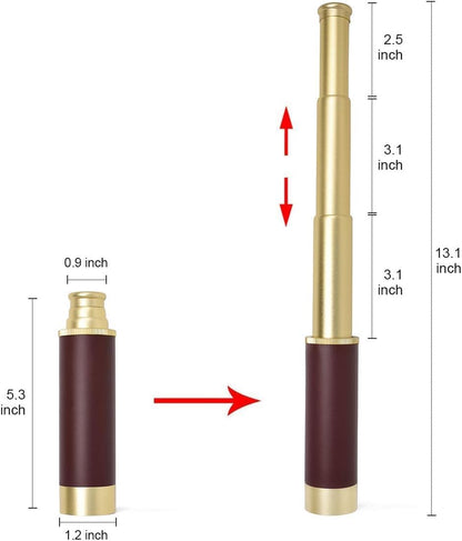 Pirate Monocular Telescope for Kids & Adults 25x30 High Powered Zoomable Collapsible Brass Handheld Waterproof Telescope Monocular for Cruise Ship Travel Watching Games Hiking Hunting