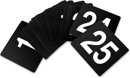 New Star Foodservice 23084 1-100 Double Side Plastic Table Numbers, 4" x 4" Inch, Light Grey on Black