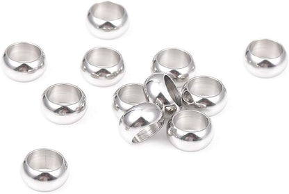 BEADIA Stainless Steel Spacer Beads 3x2.5mm Round Loose Charm Caps Beads for DIY Jewelry Making 100pcs with 1mm Hole