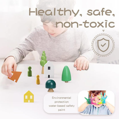 Promise Babe Wooden Baby Toys Balance Counting Toys Math Games Unfinished Wooden Peg Dolls Preschool Learning Educational Montessori Toys for Kids Toddlers