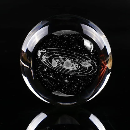 3d Crystal Ball Solar System Crystal Ball with Led Lamp Base - Best Birthday Science Gifts For Man Teacher Boy Kids Girls Men - Galaxy Jupiter Saturn Moon Earth Solar System Space Astronomy Gifts