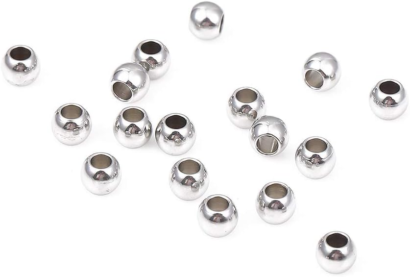 BEADIA Stainless Steel Spacer Beads 3x2.5mm Round Loose Charm Caps Beads for DIY Jewelry Making 100pcs with 1mm Hole