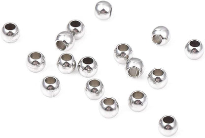 BEADIA Stainless Steel Spacer Beads 3x2.5mm Round Loose Charm Caps Beads for DIY Jewelry Making 100pcs with 1mm Hole