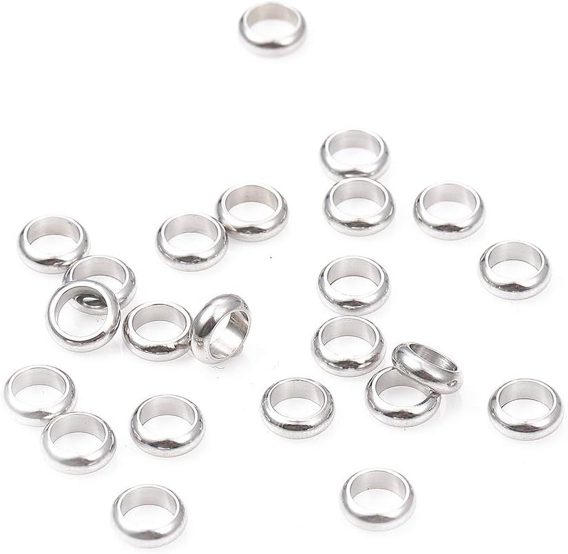 BEADIA Stainless Steel Spacer Beads 3x2.5mm Round Loose Charm Caps Beads for DIY Jewelry Making 100pcs with 1mm Hole