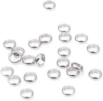 BEADIA Stainless Steel Spacer Beads 3x2.5mm Round Loose Charm Caps Beads for DIY Jewelry Making 100pcs with 1mm Hole
