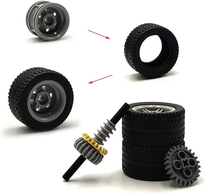 dspitwod Technical Gears Axle Pin Connectors - Rubble Wheels Connectors Rack Gear Screw Track Building Brick Pieces Sets Compatible with Major Brand STEM Learning Kits for Kids Age 8-14 Years