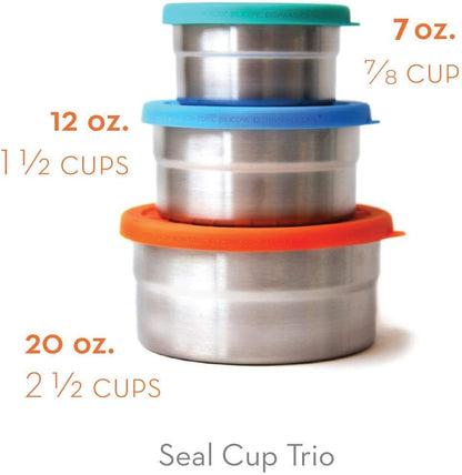 Ecolunchbox Seal Cup Trio – 3‑Piece Nesting Stainless Steel Leak‑Proof Container Set (40 oz Total) with Silicone Lids – Plastic‑Free, Non‑Toxic, Dishwasher & Oven Safe