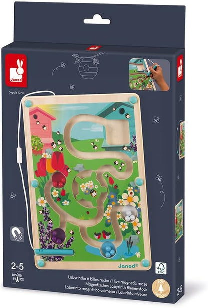 Janod Bee Hive Magnetic Wooden Maze Game - Ages 2+ - J05310