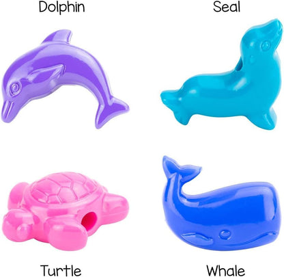 Hygloss Animal Shaped Beads 50 Pcs Plastic Zoo Safari Animal Pony Bead Charms - Colorful Craft Beads - for Kids DIY Craft Jewelry Making Necklace Bracelet Supplies, Resealable Container