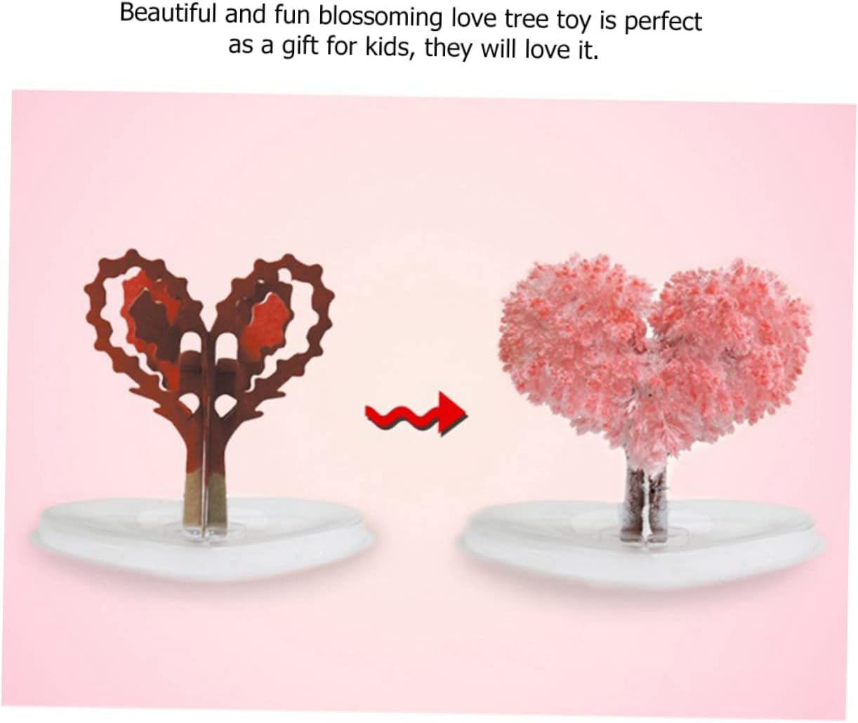 Vaguelly 2sets Valentine's Day Love Tree Toys Heart Shaped Crystals Growing Kit DIY Paper Tree Ornaments for Boys and Girls