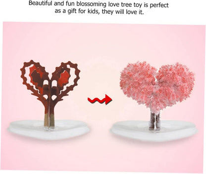 Vaguelly 2sets Valentine's Day Love Tree Toys Heart Shaped Crystals Growing Kit DIY Paper Tree Ornaments for Boys and Girls
