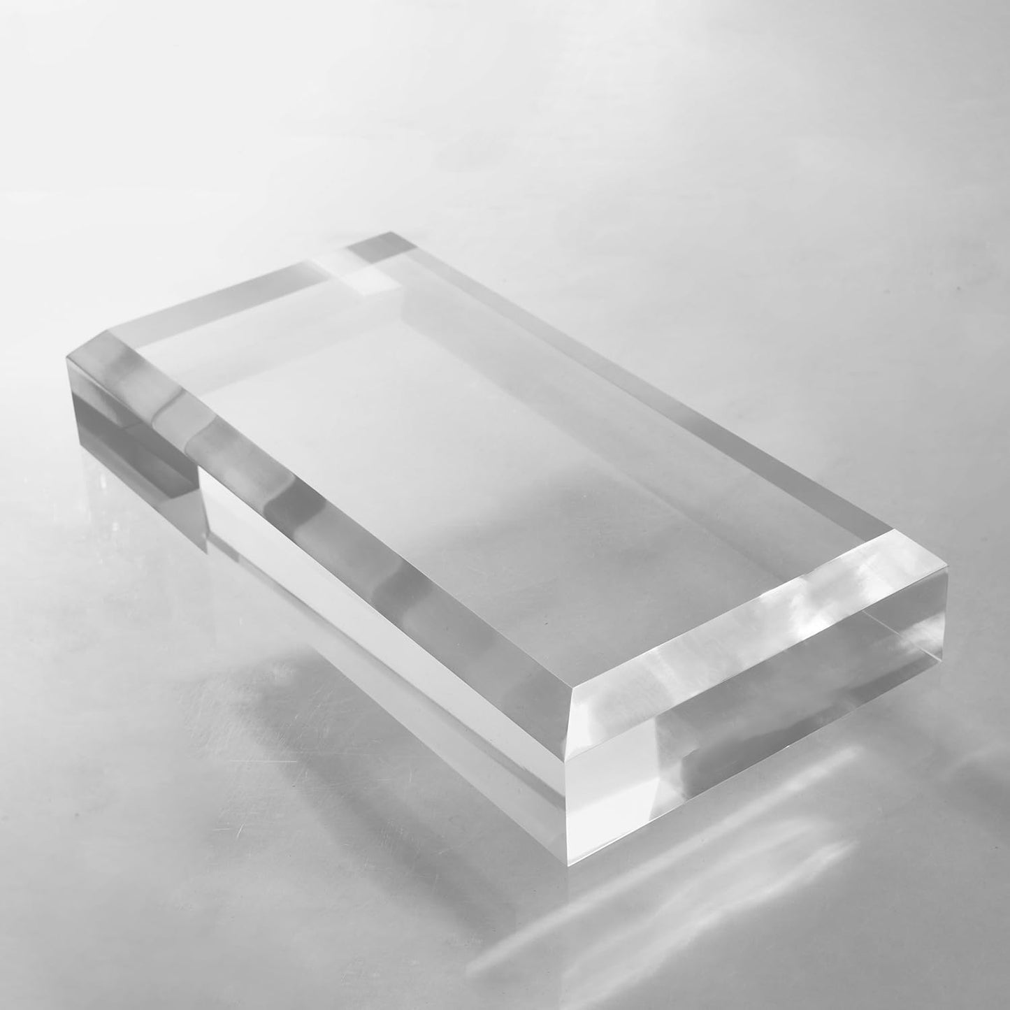 CiaoHER 2in Thickness Beveled Solid Acrylic Display Block Clear Polished Pedestal Stand Riser Solid Base (10x10)