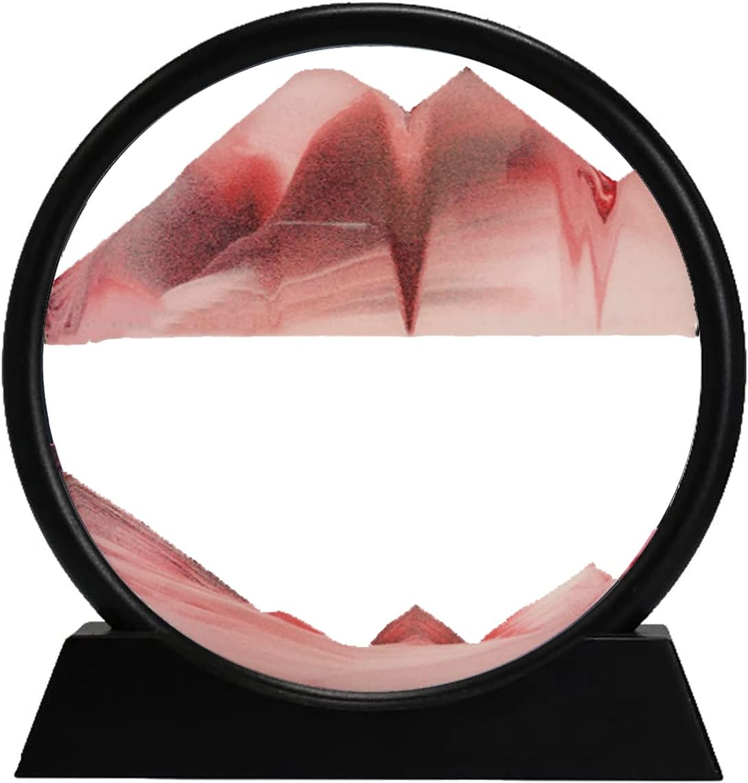 rysnwsu 3D Dynamic Sand Art Liquid Motion, Moving Sand Art Picture Round Glass 3D Deep Sea Sandscape in Motion Display Flowing Sand Painting Relaxing Desk Toys (Blue, 12'')