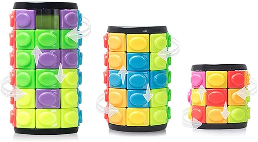 Magic 3D Puzzle Cube Rainbow Fidget Toys Cylinder Rotate Slide 7 Layers Educational Games for Kids Adults