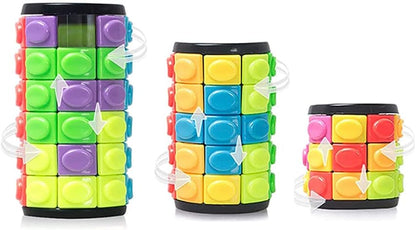 Magic 3D Puzzle Cube Rainbow Fidget Toys Cylinder Rotate Slide 7 Layers Educational Games for Kids Adults