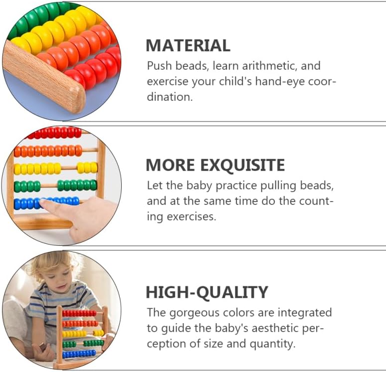 IMIKEYA Wooden Abacus for Kids - 50 Beads Counting Toy Colorful Counters for Kids Math Educational Math Counting Tool Bead Counter Game Counting Toys for Preschool Learning & Elementary School