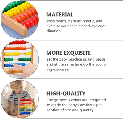 IMIKEYA Wooden Abacus for Kids - 50 Beads Counting Toy Colorful Counters for Kids Math Educational Math Counting Tool Bead Counter Game Counting Toys for Preschool Learning & Elementary School