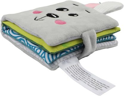 Bebe Mondo Teddy Bear Tummy Time Toy with Mirror, Soft Baby Book for 0-3-6-12 Months, Infant Sensory Developmental Toy, Shower Baby Gifts,Activity Quiet Cloth Book for Newborns,1-2 Year Old Book-Night
