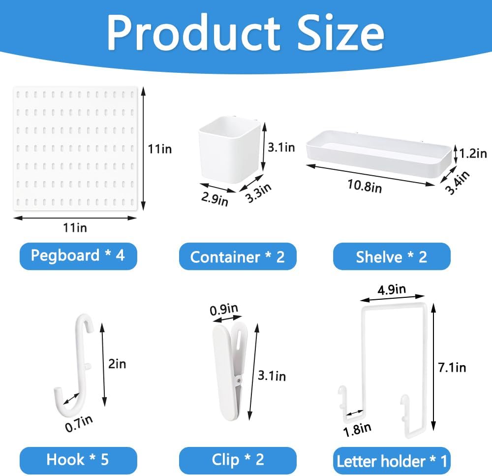 15pcs Pegboard Sets, Peg Board, Pegboard Wall Organizer, Storage System for Workbench, Shop, Shed Modular Peg Board Organizer Board Kit