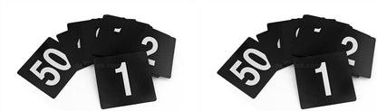 New Star Foodservice 23084 1-100 Double Side Plastic Table Numbers, 4" x 4" Inch, Light Grey on Black
