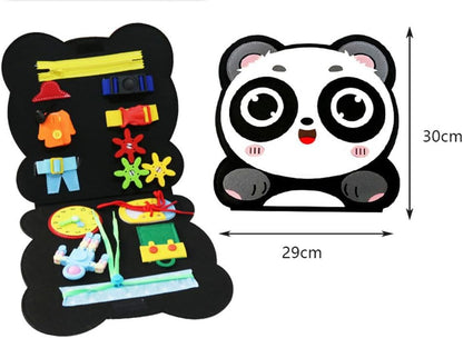 Montessori Panda Busy Board, Felt Dressing Activity Board, Toddler Fine Motor Skill Toy