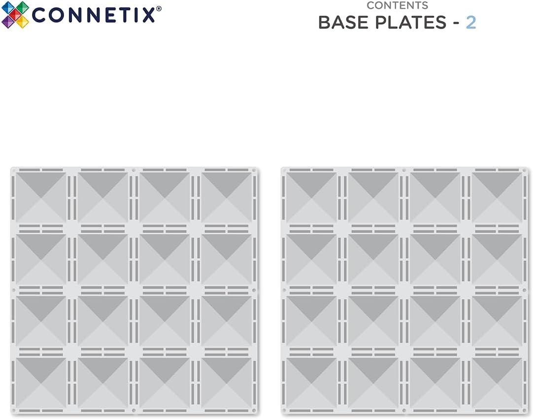 CONNETIX Magnetic Tiles Clear Base Plate Pack, 2 Pieces