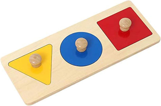 Adena Montessori Wooden Puzzles for Toddlers 1-2, 12 Piece Shape Peg Board with Knobs Educational Learning Toys for 1-2 Year Old Natural Wood Shape Sorter for Babies Durable Montessori Toys