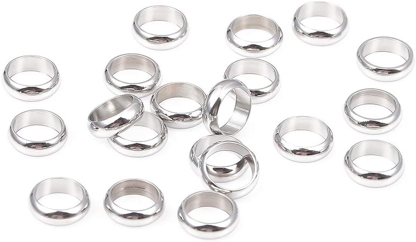 BEADIA Stainless Steel Spacer Beads 3x2.5mm Round Loose Charm Caps Beads for DIY Jewelry Making 100pcs with 1mm Hole