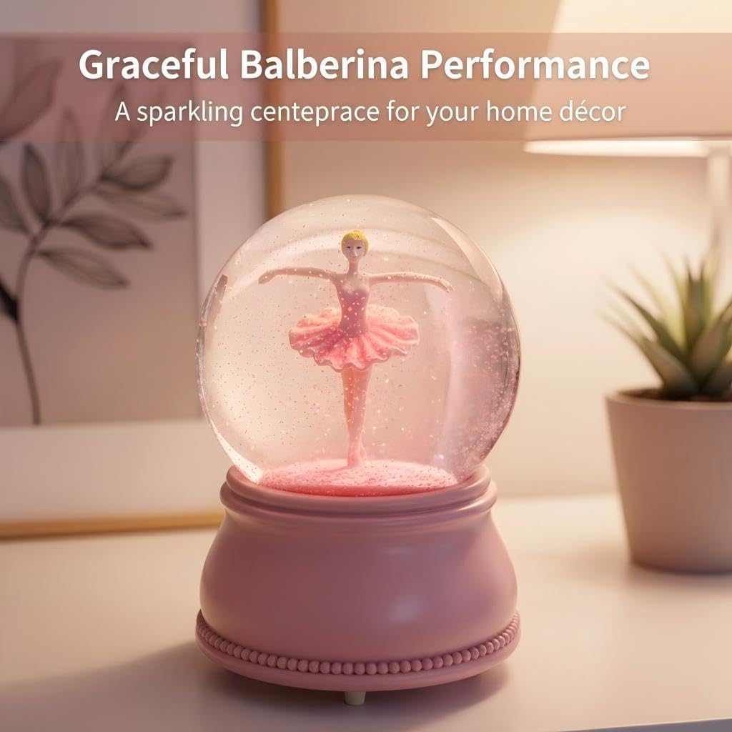 Flamingo Snow Globe for Adults, Christmas Snow Globes for Girls Kids Women, 100MM Glitter Snowglobe Gifts for Valentines Halloween Birthday Table Decor