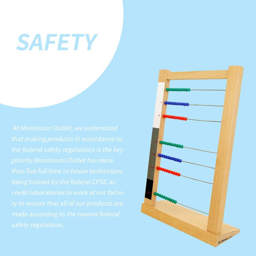 MONTESSORI OUTLET Wooden Small Bead Frame Abacus for 3 Year Old Boys Girls Kids Toddlers Math, Educational Counting Toy,Mathematics Toy Beads Game for Preschool and Homeschool Children