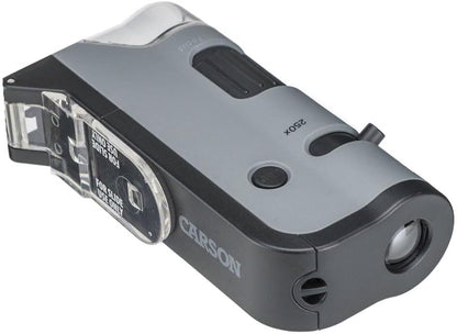 Carson MicroFlip 100x-250x, LED UV Pocket Microscope with Smartphone Clip, STEM Education (MP-250)