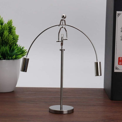 Sunnytech Steel Balance Physics Toy Weightlifter Kinetic Art Balance Toy Balancing Decompressive Science Home Office Toy for Desk Decor WJ020