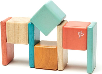 8 Piece Tegu Pocket Pouch Magnetic Wooden Block Set, Tints