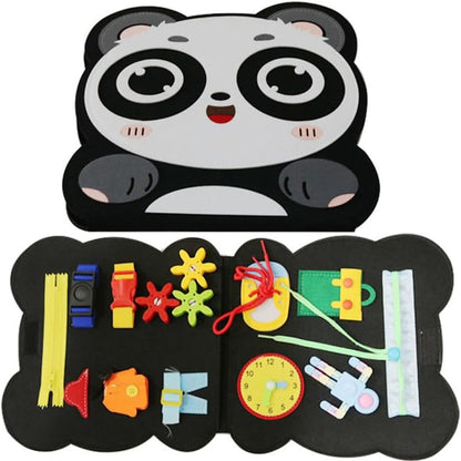 Montessori Panda Busy Board, Felt Dressing Activity Board, Toddler Fine Motor Skill Toy