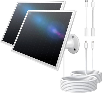 8W Solar Panel for Outdoor Security Camera, 5V Micro USB and USB - C Solar Panel Charger ，Fits Eufy/Wyze/Reolink DC 5V Output, IP65/360° Adjustable, 9.8ft Cable, Fast Charging