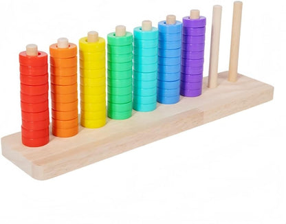Color Matching Stacking Puzzle Game, 2026 New Wooden Color Match Challenge Game Fast Color Stack Challenge Ring Stack Puzzle with Racks and Rings, Tabletop Brain Teaser for Family Friend Fun (2, #A)