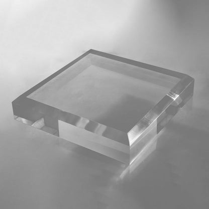 CiaoHER 2in Thickness Beveled Solid Acrylic Display Block Clear Polished Pedestal Stand Riser Solid Base (10x10)
