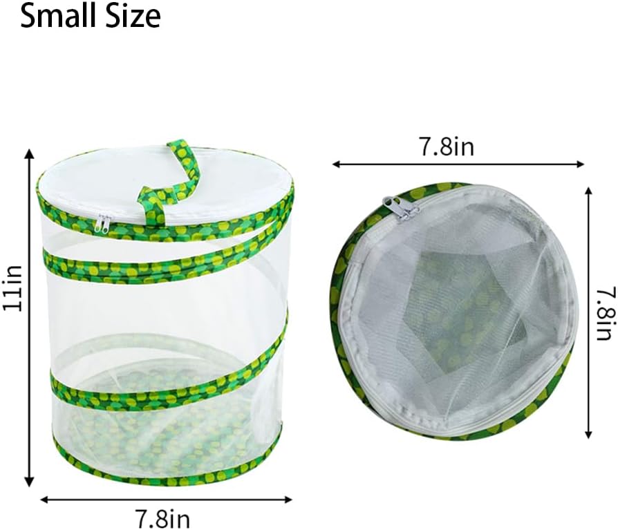 Pop-up Insect and Butterfly Habitat Cage Growning Garden Washable, Reusable, Folds Flat Dragonfly Caterpillars Mesh Cage Feeder Butterfly Growing Kit (Large)