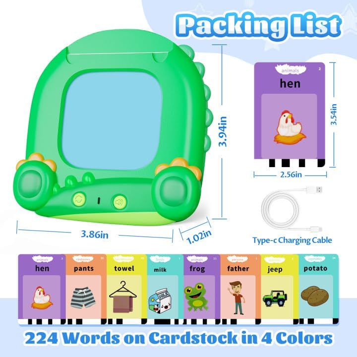 MindPal Talking Flash Cards for Toddler, Kids Learning Toys, Children's Sensory Education Speech Therapy Toys,Montessori Learning Educational Present for 3+ Year Old with 224 Sight Words