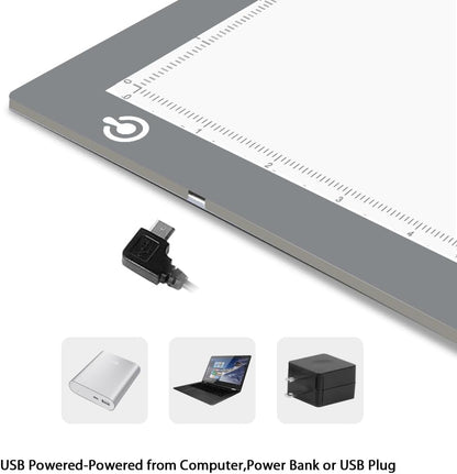 LitEnergy A4 LED Copy Board Light Tracing Box, Adjustable USB Power Artcraft LED Trace Light Pad for Tattoo Transferring, Drawing, Sketching, Animation, Stenciling, Diamond Art Painting Accessories
