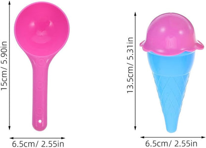 ERINGOGO 2 Sets Ice Cream Cone Sand Molds with Plastic Scoop for Food-grade Beach and Sandbox Multifunctional Indoor Outdoor Playset for Creative Fun