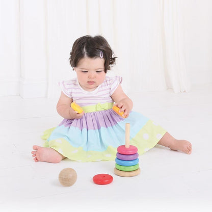 Bigjigs Toys, My First Rainbow Wooden Stacking Toy, Baby Toddler Toys, Colourful Ring Stacker, for 1 Year Olds