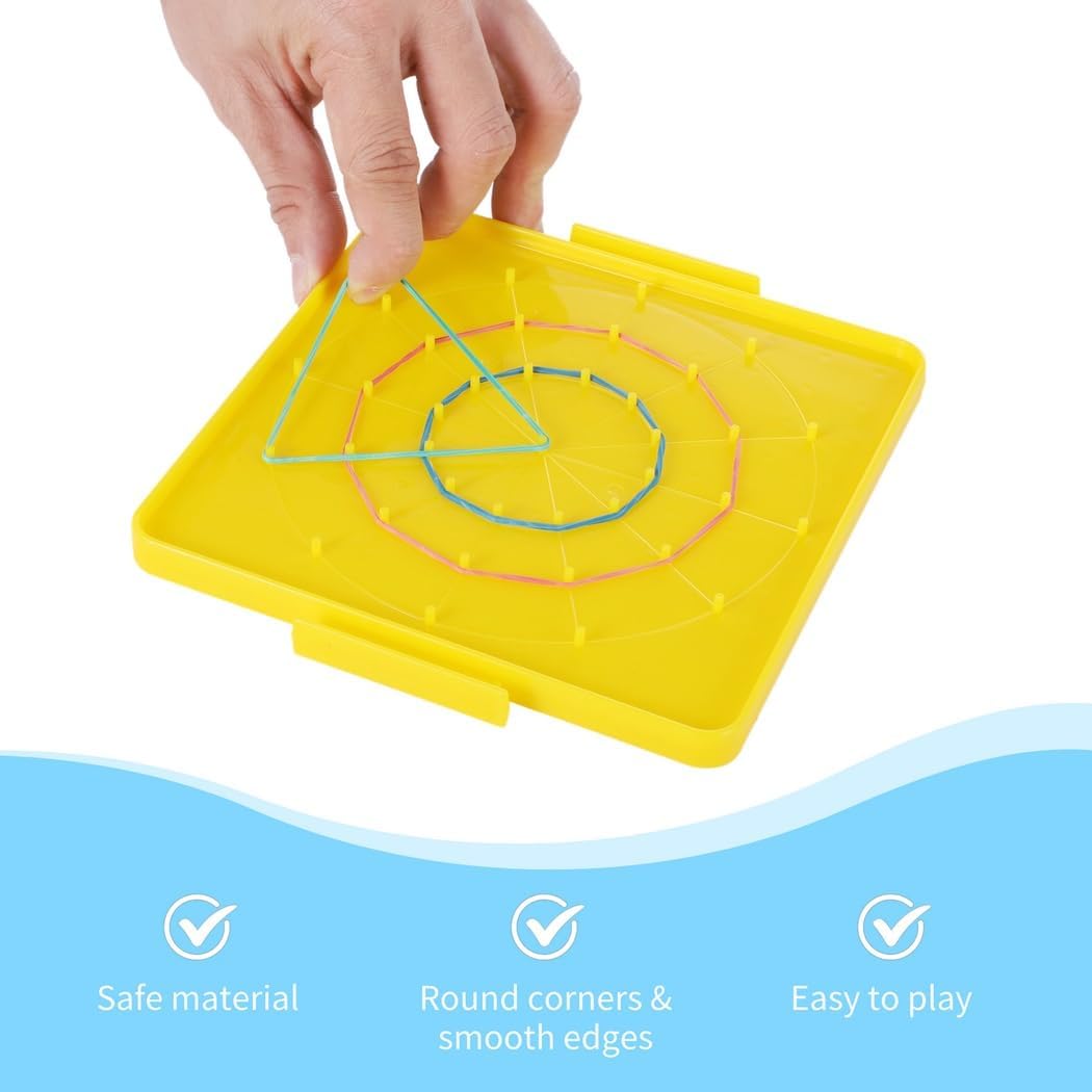 Educational Geoboard Set for Kids – 16 Boards & 160 Rubber Bands for Shape Learning