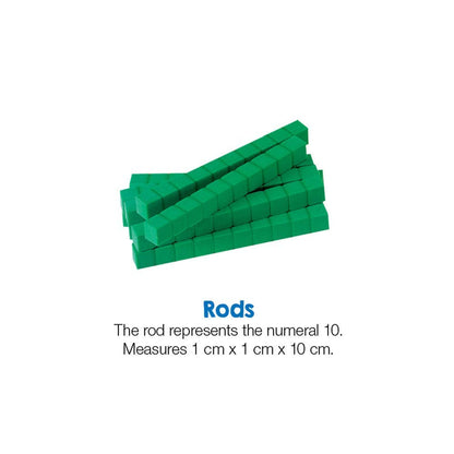 hand2mind Blue Plastic Base Ten Blocks Rods Set, Place Value Blocks, Counting Cubes, Base 10 Math Manipulatives, Teacher Supplies for Math Classroom, Montessori Math Materials (Set of 50)